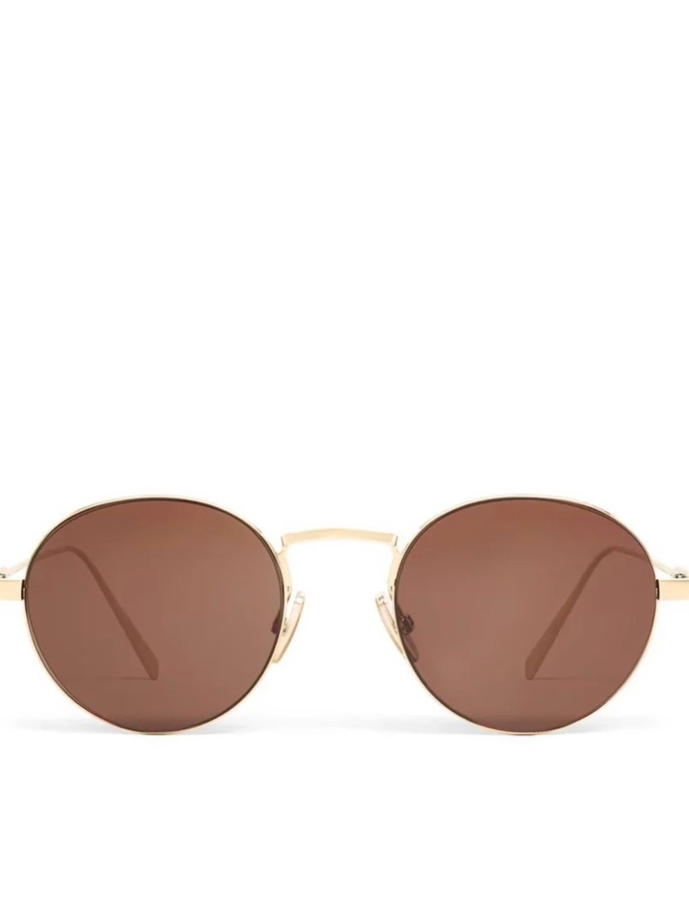 Celine Gold Metal Sunglasses - Round Frame with Brown Lenses